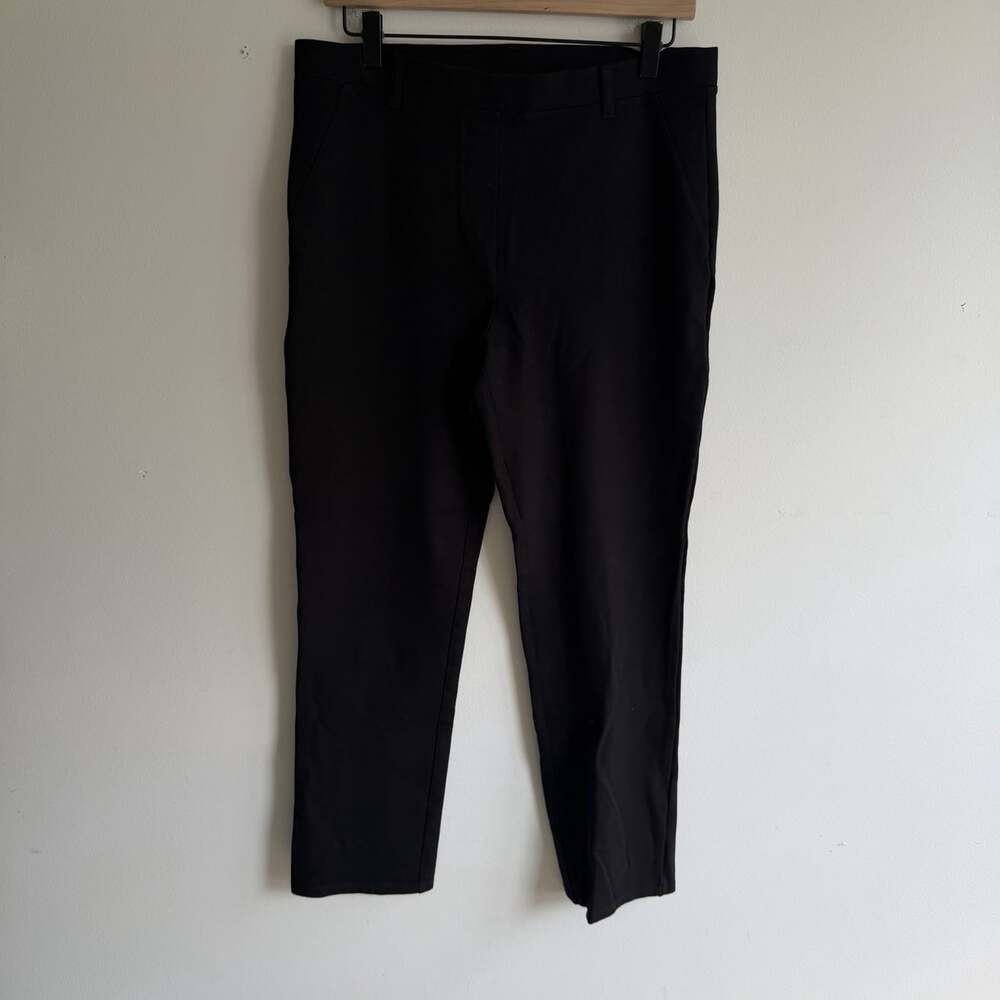 Quince Ponte Black Pull On Pants Ankle Size L Ultra Stretch Office Slim Straight